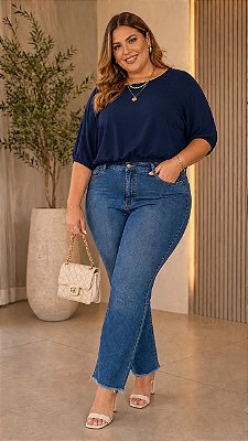 Blusa Cindy Azul Marinho Plus Size