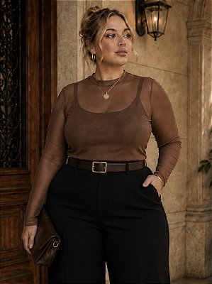 Blusa Malha Tule Nayara Plus SIze