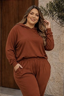 Blusão de Moletinho com capuz Terracora Inverno Plus Size