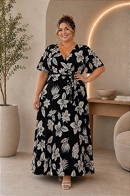 Vestido Longo de Viscolinho Michele Plus Size