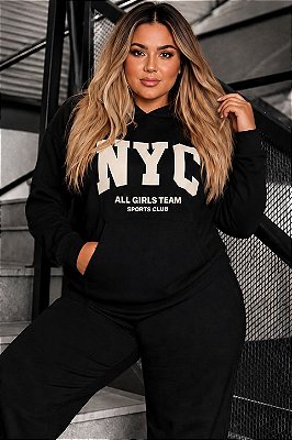 Blusão New York City de Moletinho com Capuz Plus Size