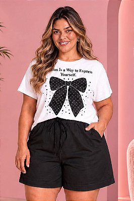 Short de Alfaiataria Malibu Preto Plus SIze