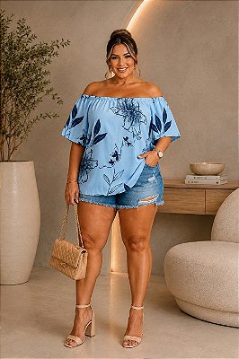 Blusa Ciganinha Oceano Azul Plus SIze