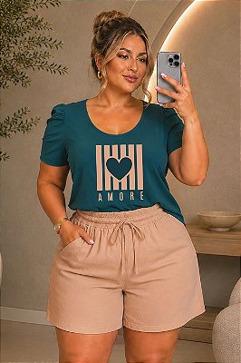 Blusa T-SHirt Amore Manga Princesa Plus Size