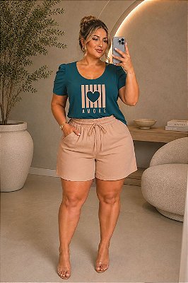 Short de Alfaiataria Areia Amore Plus SIze