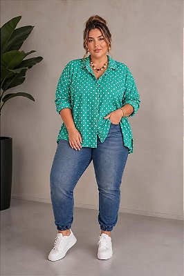 Camisa Poá Green Plus SIze