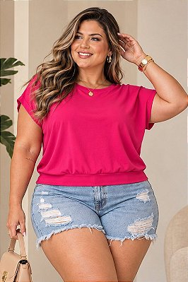 Blusa de Malha Pink Alice Plus SIze