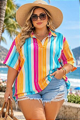 Camisa Corina de Viscolinho Plus Size