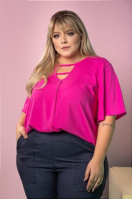 Blusa Work Pink Plus Size