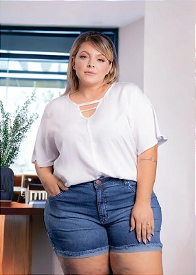 Blusa Work White Plus Size
