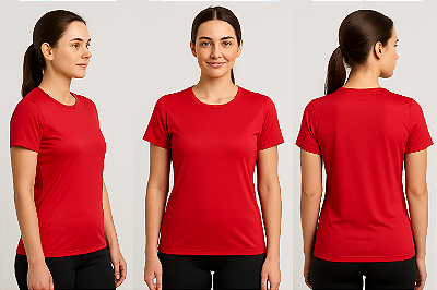Baby Look Manga Curta Lisa Sport Dry Vermelho