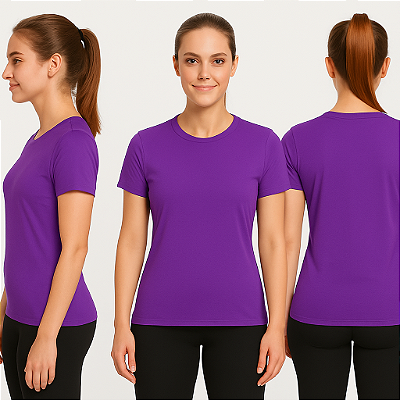 Baby Look Manga Curta Lisa Sport Dry Roxo Uva