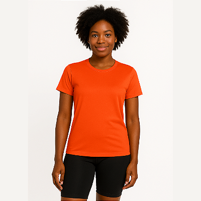 Baby Look Manga Curta Lisa Sport Dry Laranja