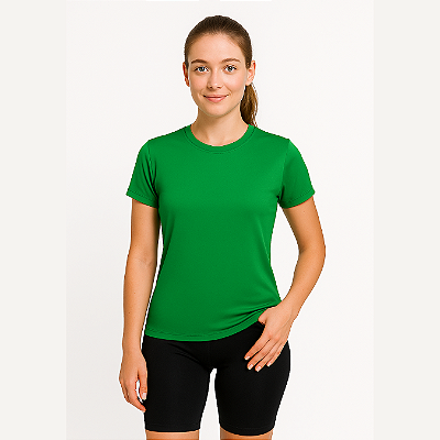 Baby Look Manga Curta Lisa Sport Dry Verde Amazonia