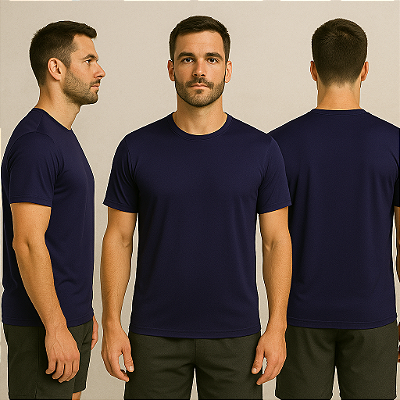 Camiseta Manga Curta Urban Dry 100% Poliamida Premium Azul Marinho