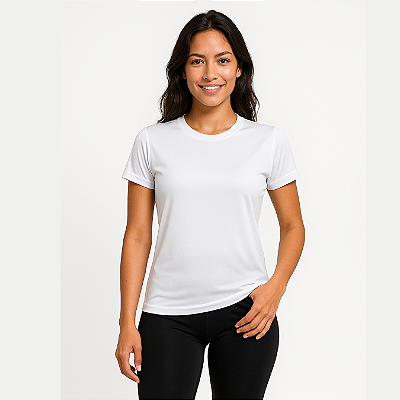 Baby Look Manga Curta Lisa Sport Dry Branco