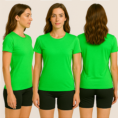 Baby Look Manga Curta Lisa Sport Dry Verde Neon