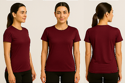 Baby Look Manga Curta Lisa Sport Dry Vinho