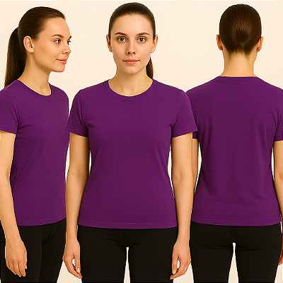 Baby Look Manga Curta Urban Dry 100% Poliamida Premium Roxo Bizâncio