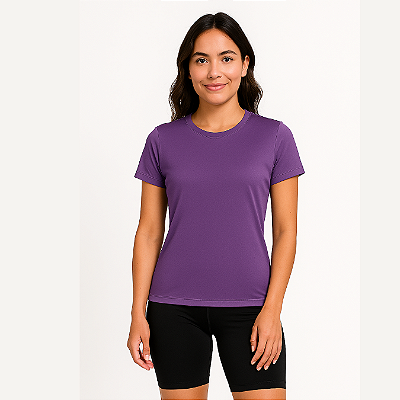 Baby Look Manga Curta Lisa Sport Dry Lilás