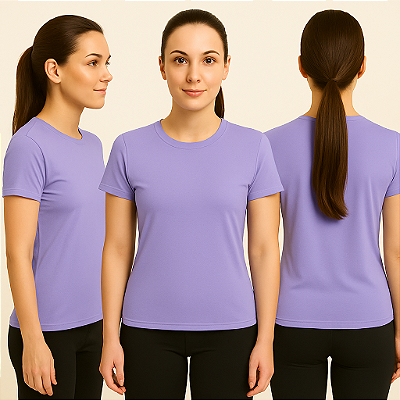 Baby Look Manga Curta Lisa Sport Dry Lavanda
