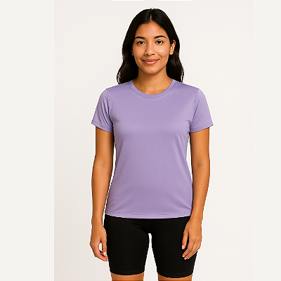 Baby Look Manga Curta Lisa Sport Dry Lavanda