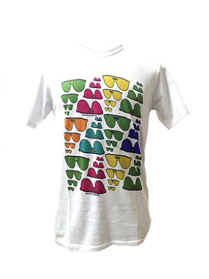 CAMISETA MALHA MASCULINA_Gola C_Modelo: ESSE VÁRIOS _FUNDIDO COLORS cor Branco