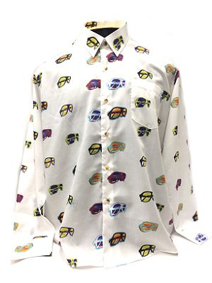 CAMISA ALFAIATARIA Tricoline Masculina Modelo: SEVENTIES_I cor Branco