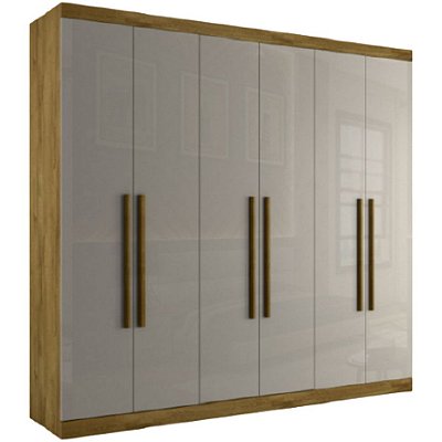 Armário 6 Portas Los Angeles 2,70m - Rovere c/ off white BIA