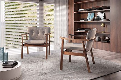 Par de Poltronas Decorativa Detroit - Tecido Veludo Cristal RDM