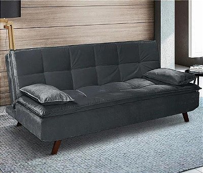 Sofá cama Irlanda - Tecido camurça cinza escuro RDM