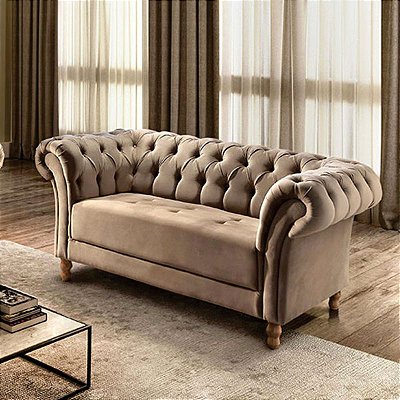 Sofá 2 lugares Chile - Tecido veludo marrom RDM