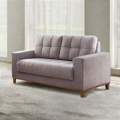 Sofá 2 Lugares Romênia - Tecido veludo rosê RDM