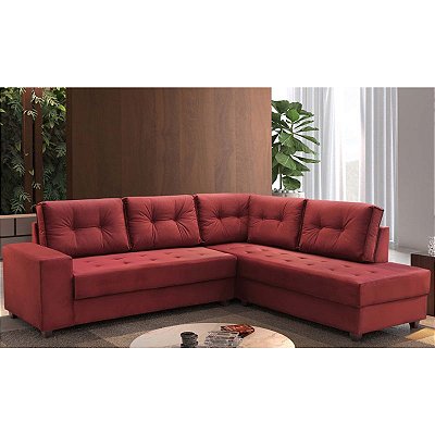 Sofá canto Áustria - Tecido camurça vermelho RDM