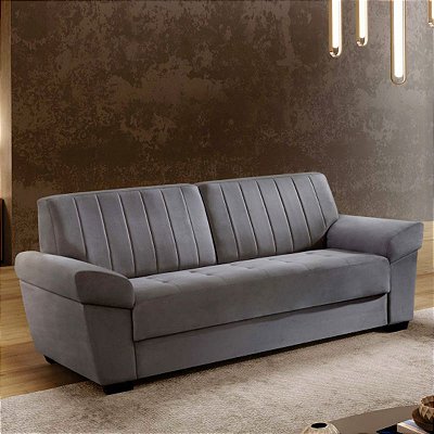 Sofá 3 lugares Bolívia - Tecido veludo cinza RDM