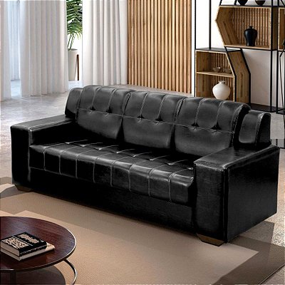 Sofá 3 lugares Catar - korino coss preto RDM