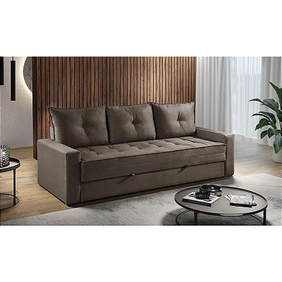 Sofá cama Beirute - Tecido veludo marrom RDM