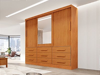 Armário 3 Portas Nexus - Nature c/ espelho BIA