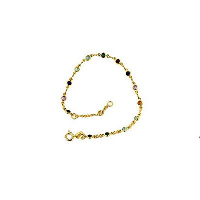 Pulseira Zircônias Coloridas Banho Ouro 18K