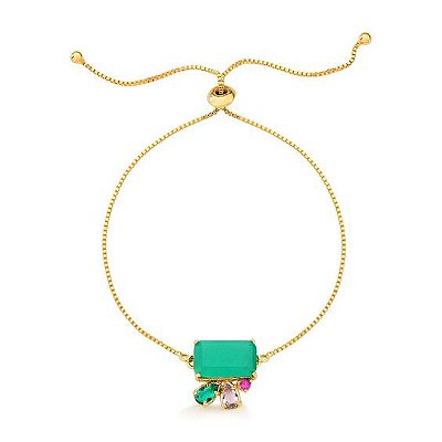 Pulseira Pedra Verde Banho Ouro 18k