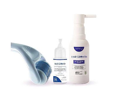 Kit Crescimento Capilar Intermediário - Derma Roller 540 Agulhas 3,0mm + 1 Hair Growth + Flúido Capilar - Smart GR