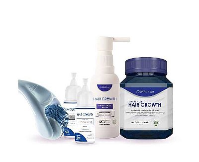 Kit Crescimento Capilar Avançado - Derma Roller 540 Agulhas 3,00mm + 2 Hair Growth + Flúido Capilar + Nutri Hair Growth - Smart GR