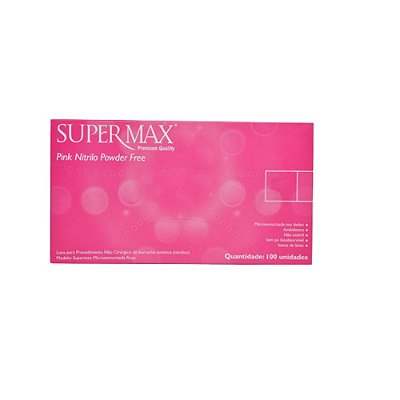 Luva de Procedimento de Nitrilo Rosa Pink Sem Pó Tamanho EP - Supermax