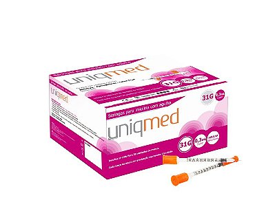 Seringa Para Insulina 0,5mL 6mmx0,25mm 15/64 X 31G C/100 Uniqmed