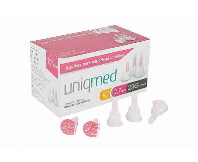 Agulha Para Caneta De Insulina 12,7mm 29G 0,33mm C/ 100 Uniqmed