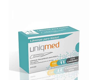 Lâmina De Bisturi Aço Carbono Nº 11 Com 100 Uniqmed