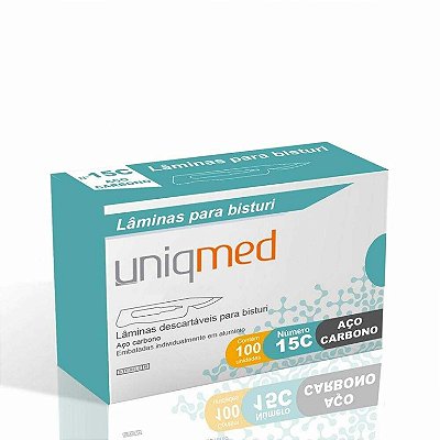 Lâmina De Bisturi Aço Carbono Nº 15C Com 100 Uniqmed