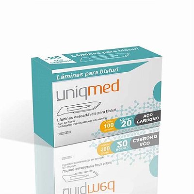 Lâmina De Bisturi Aço Carbono Nº 20 Com 100 Uniqmed