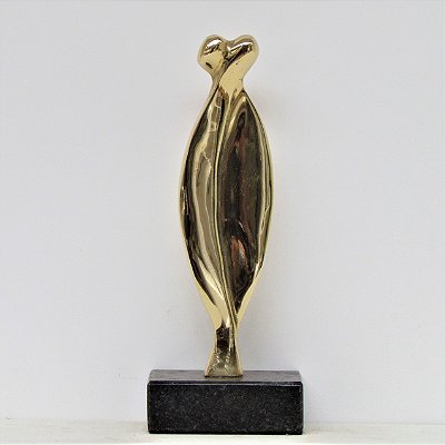 "Cara Metade" - 16 cm escultura de bronze polida, com mensagem