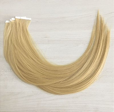 Mega hair em fita adesiva mispira SUPER PREMIUM liso - cor #613 loiro ultra claro natural - humano - 20 fitas